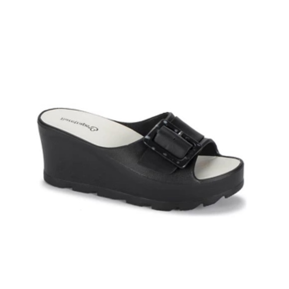 BareTraps Women’s Britany Wedge Slide Sandal‎ Black Size 9M NWOT - Picture 1 of 7